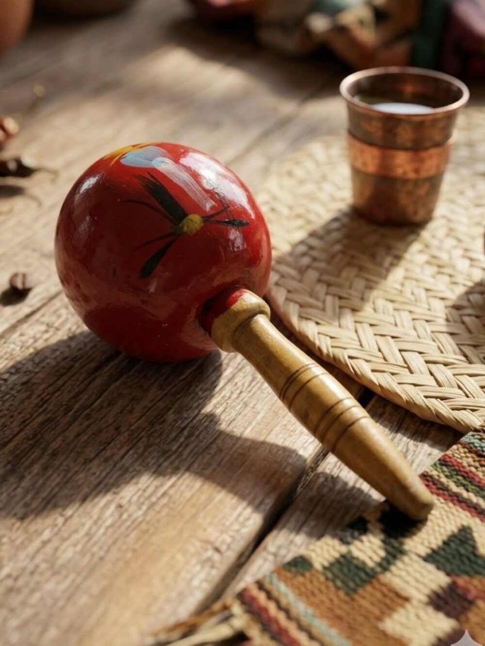 Vintage Hand-Painted Mexican Maraca